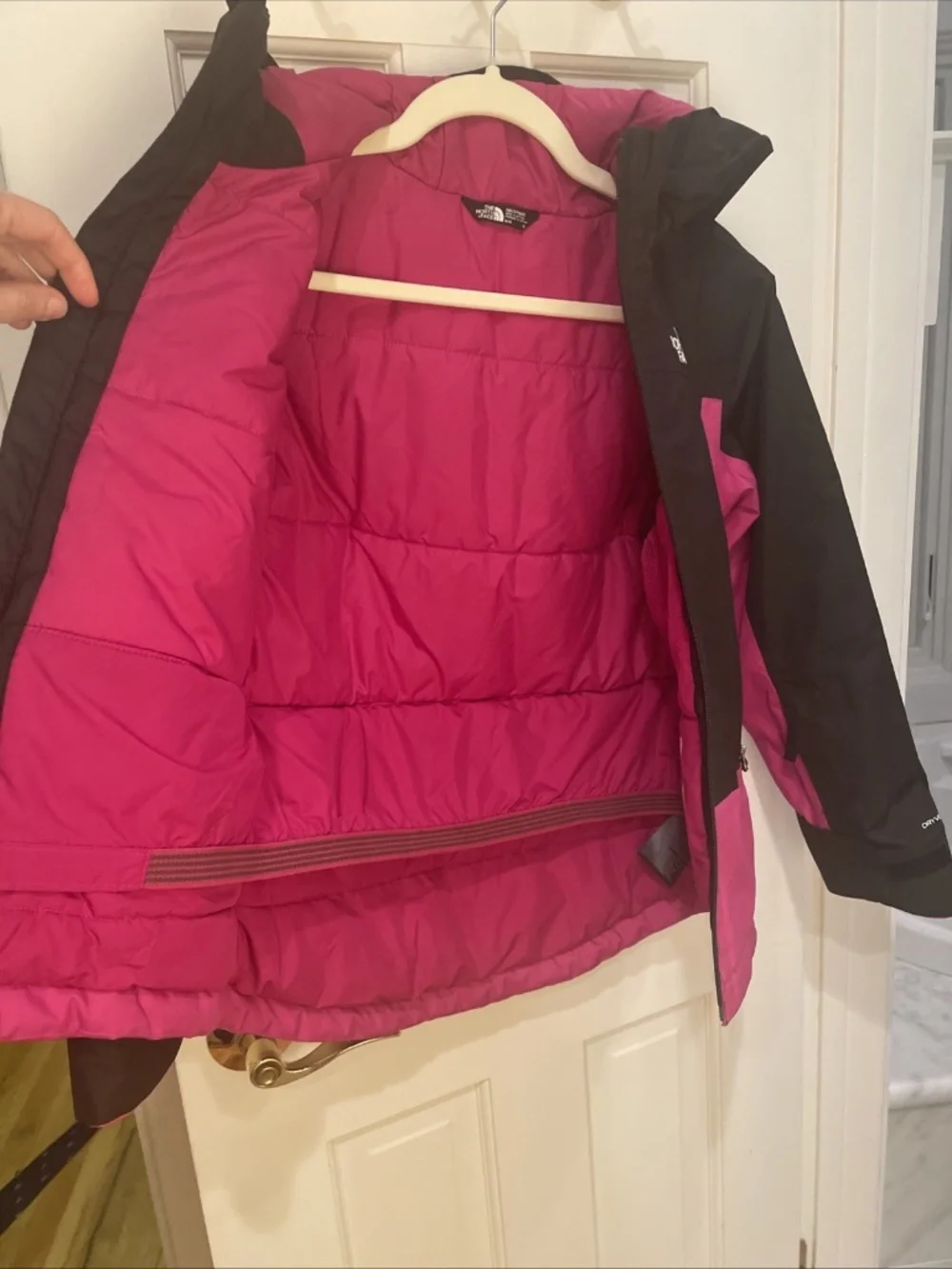 The North Face Girls Kids Pink Freedom Insulated Water Repellent Jacket, M(10)